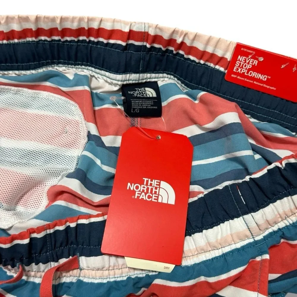 North Face Class V Shorts L Striped Trail Core Swim Hike Outdoor Summer